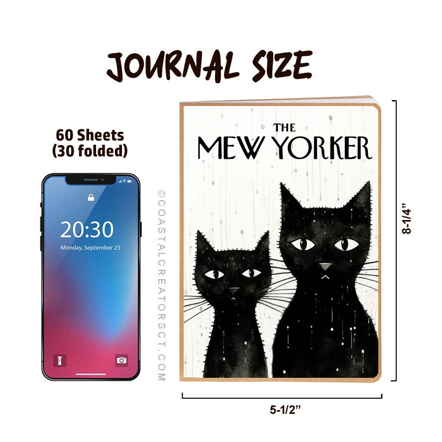 Coastal Creators of Connecticut - The Mew Yorker Cat Journal w/ Magnetic Bookmark (Packaged)
