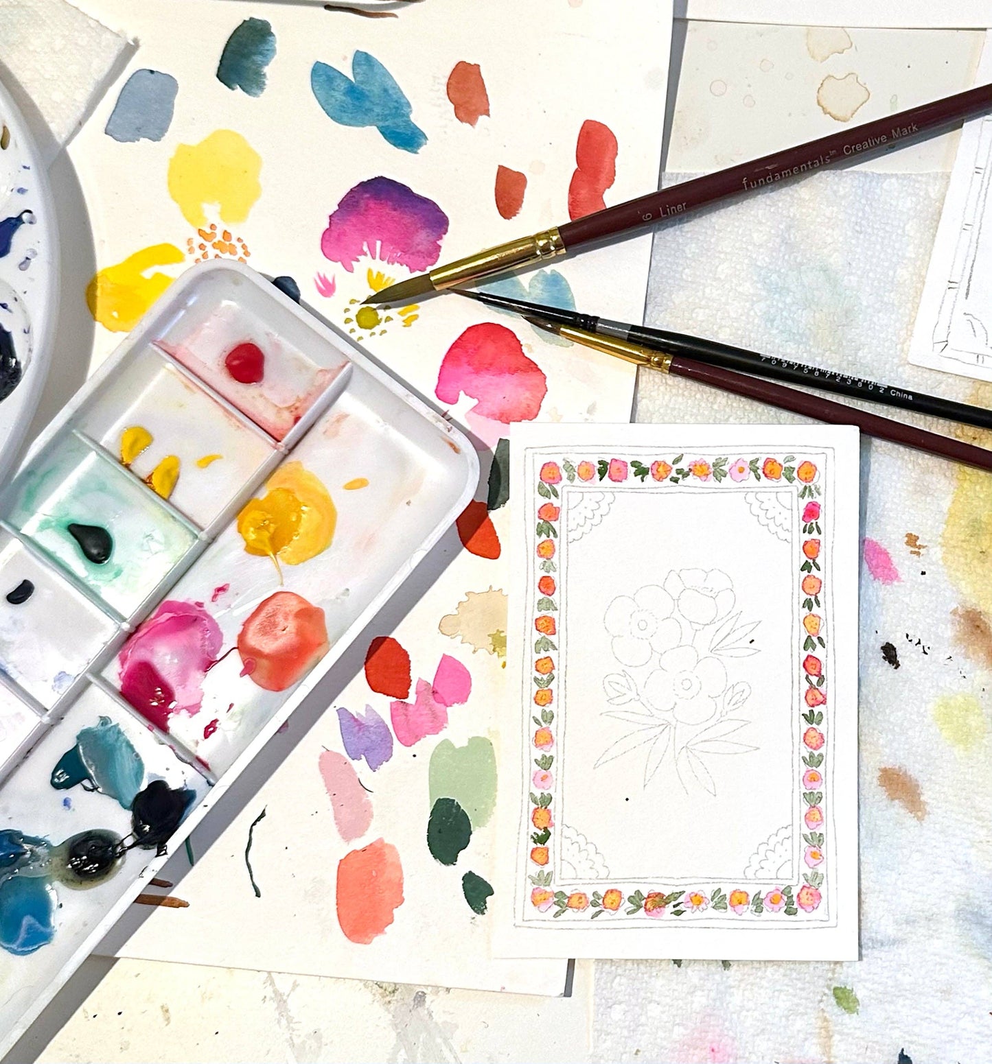 Antiquaria - Mini Watercolor Painting Kit: Flowers