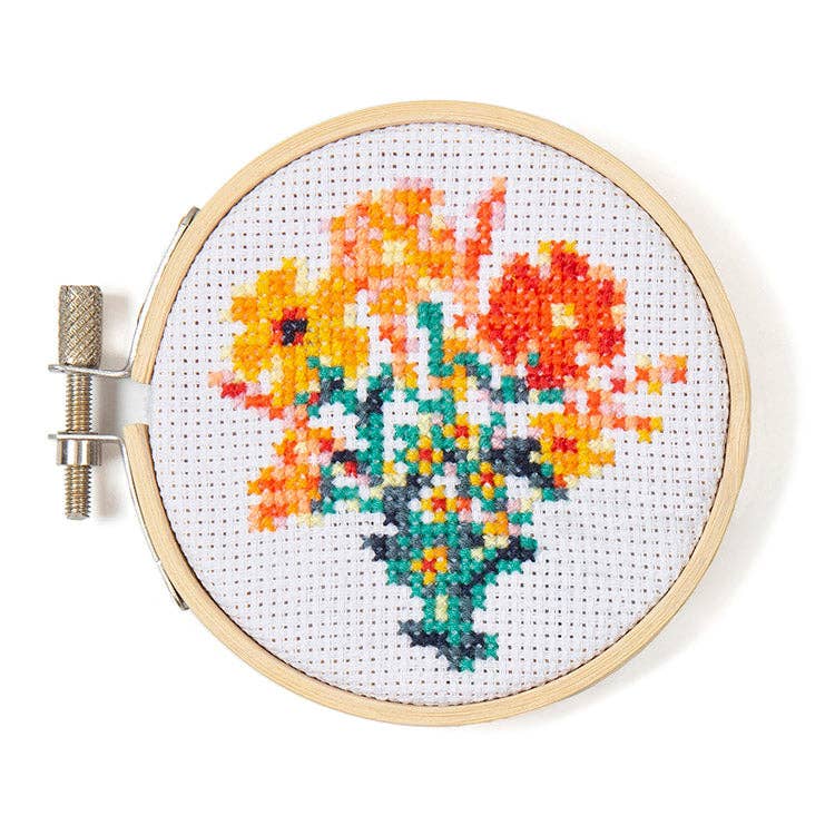 Kikkerland Design Inc  Mini Cross Stitch Embroidery Flowers