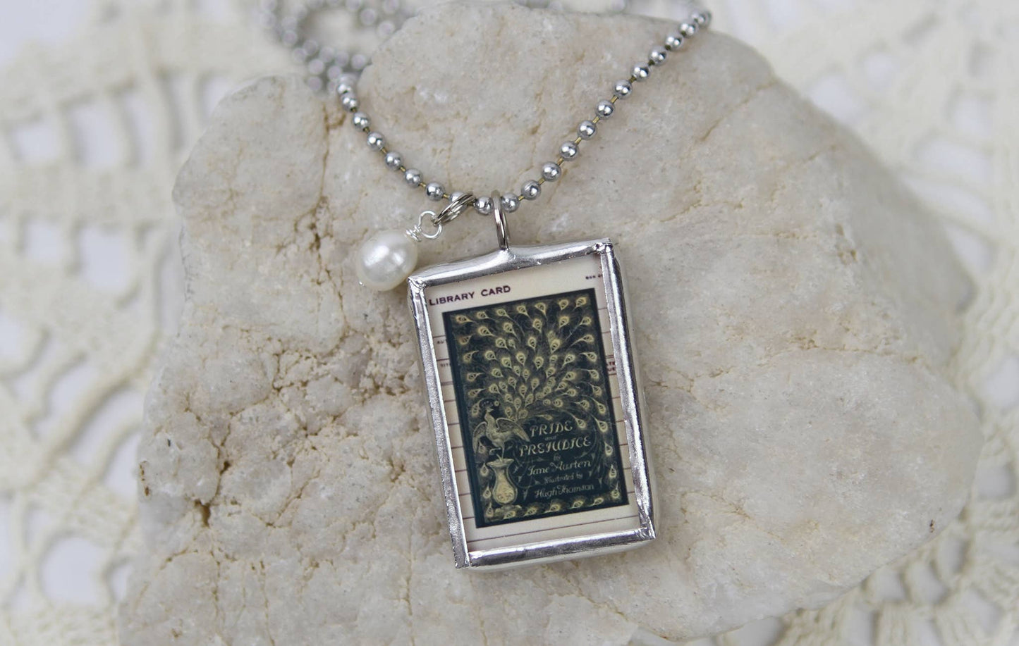 Jennifer Dahl Designs LLC - Pride and Prejudice Vintage Book Cover Charm Necklace