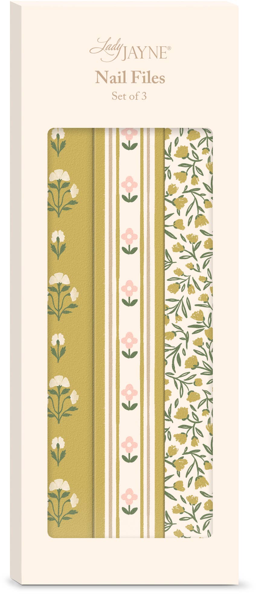 Lady Jayne - Mustard Cream Stripe Nail File Set