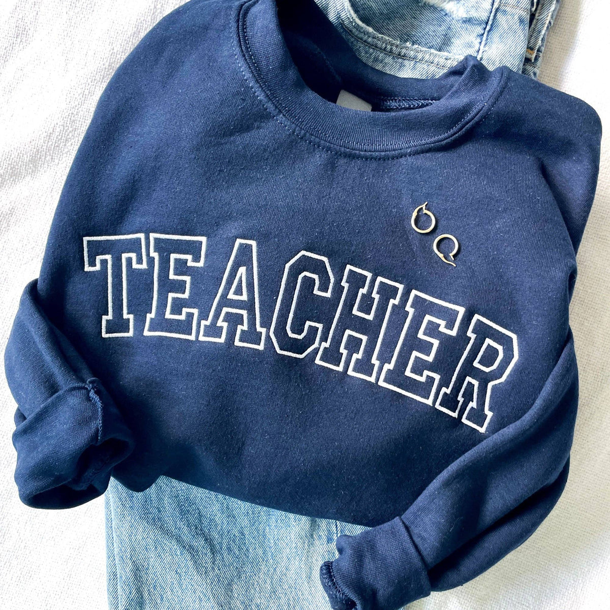 Arden & Gold - TEACHER Athletic Block Crewneck Sweatshirt