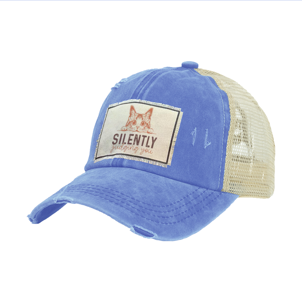 BRIEF INSANITY - Silently Judging You Vintage Distressed Trucker Adult Hat