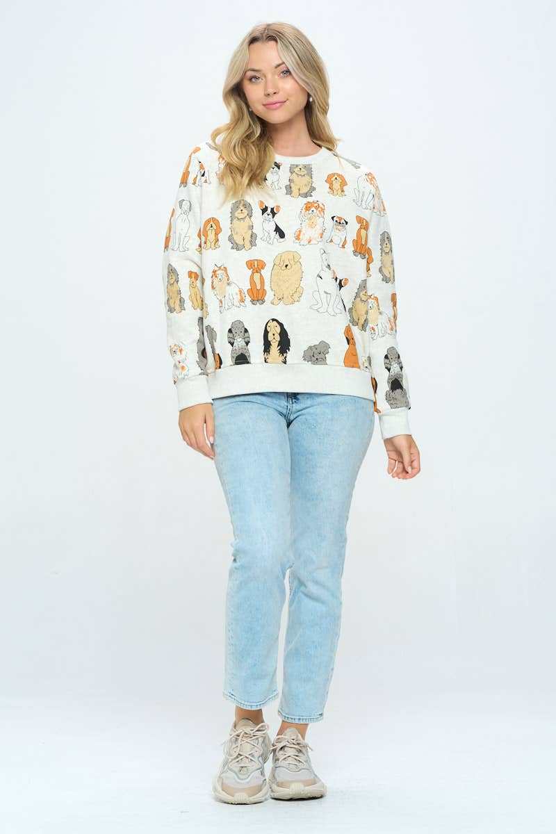 SM WARDROBE - COLORFUL DOGS PRINT SWEATSHIRT
