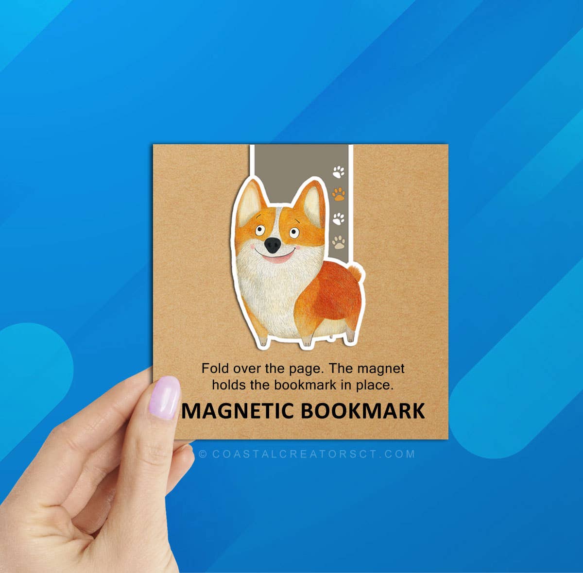 Coastal Creators of Connecticut - Corgi Dog Reversible Magnetic Bookmark