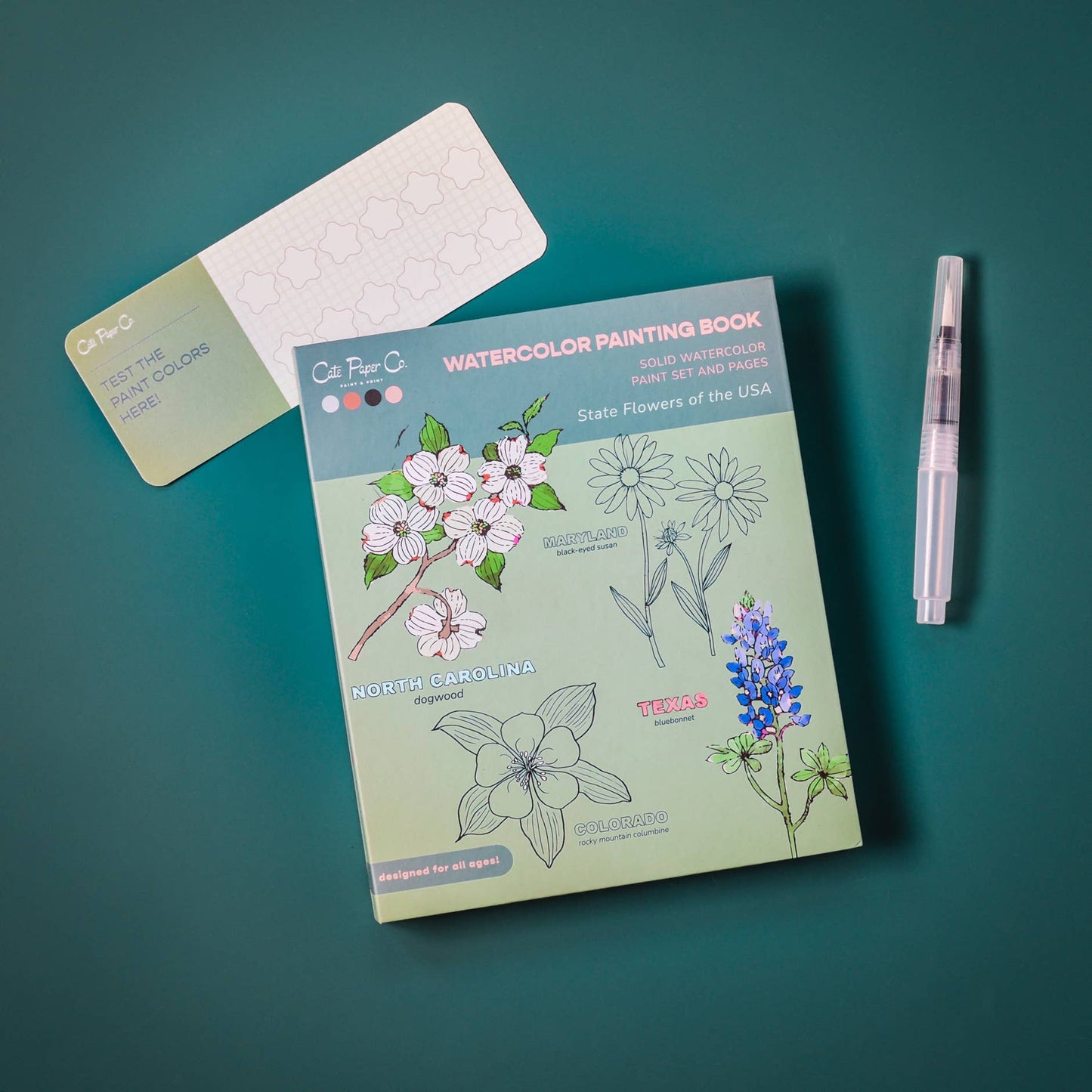 Cate Paper Co. - Watercolor Book and Paint Set - State Flowers