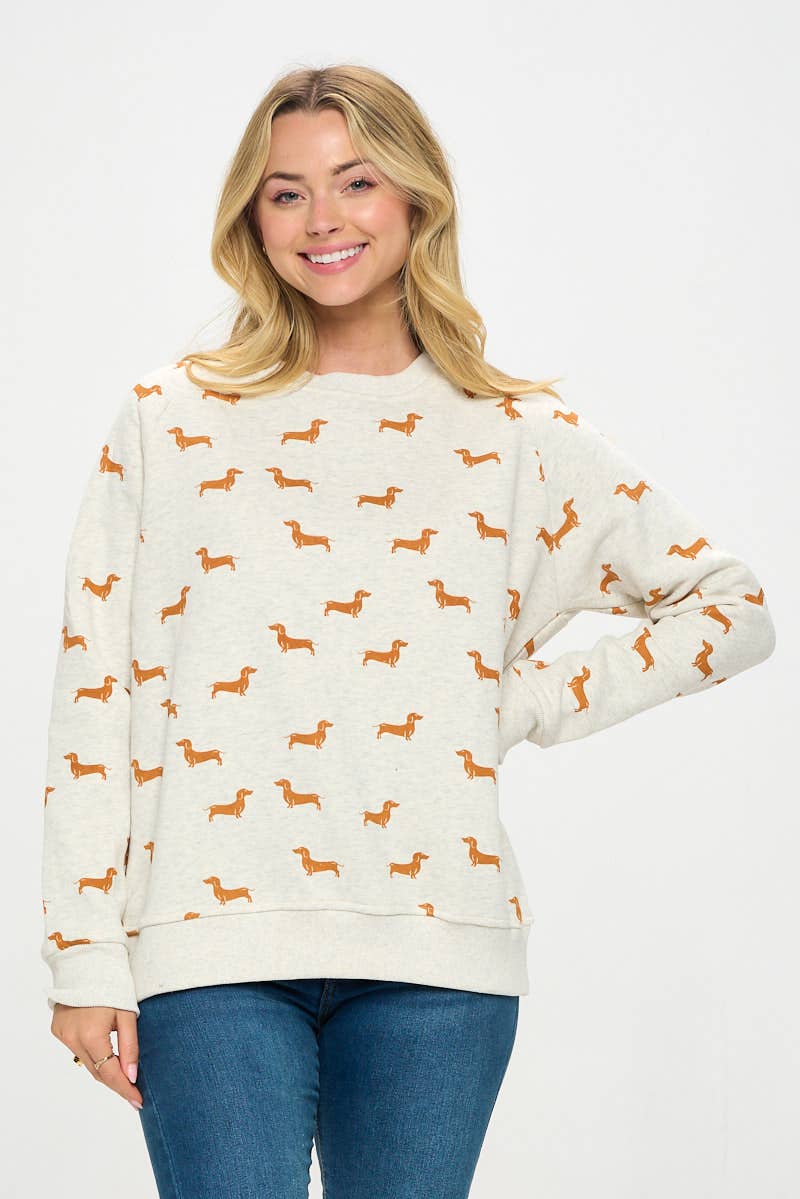 SM WARDROBE - MUSTARD WIENER DOG PRINT SWEATSHIRT