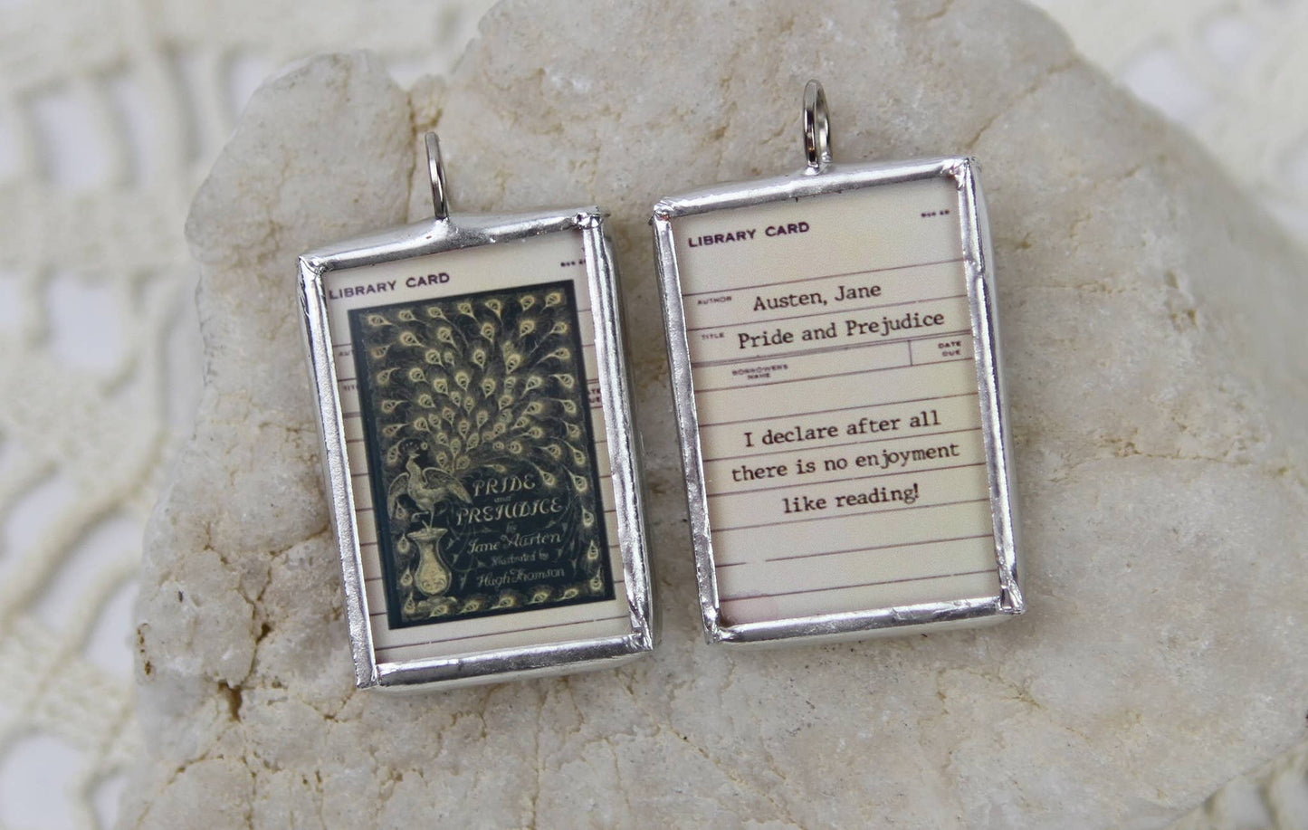 Jennifer Dahl Designs LLC - Pride and Prejudice Vintage Book Cover Charm Necklace