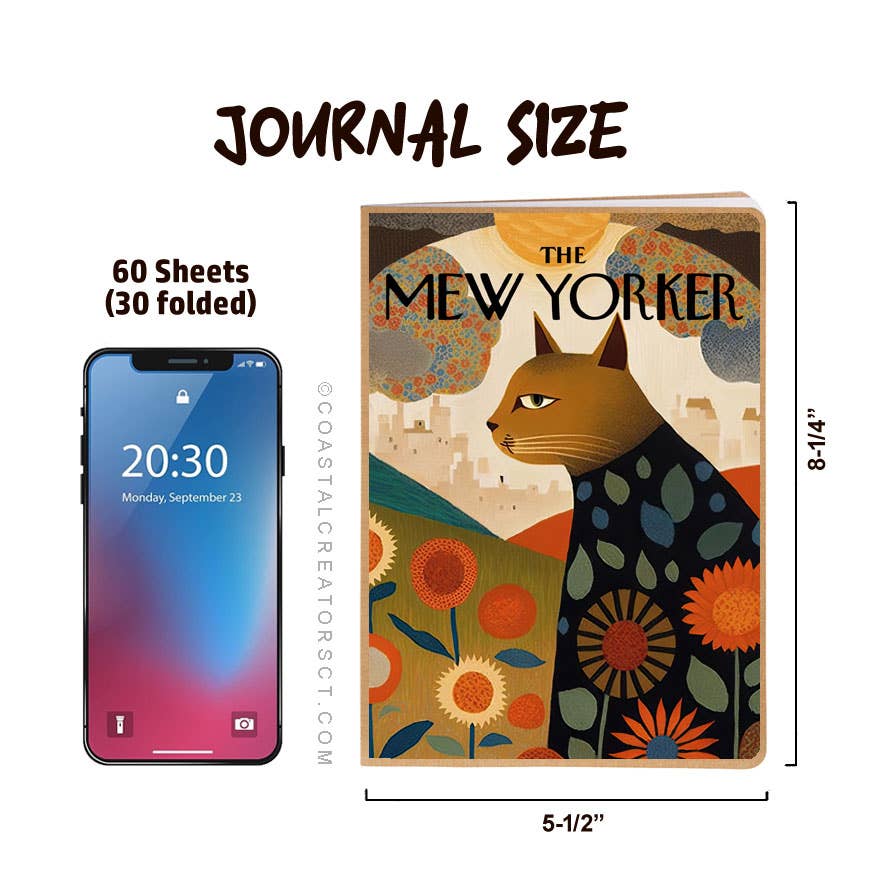 Coastal Creators of Connecticut - The Mew Yorker Cat Journal w/ Magnetic Bookmark
