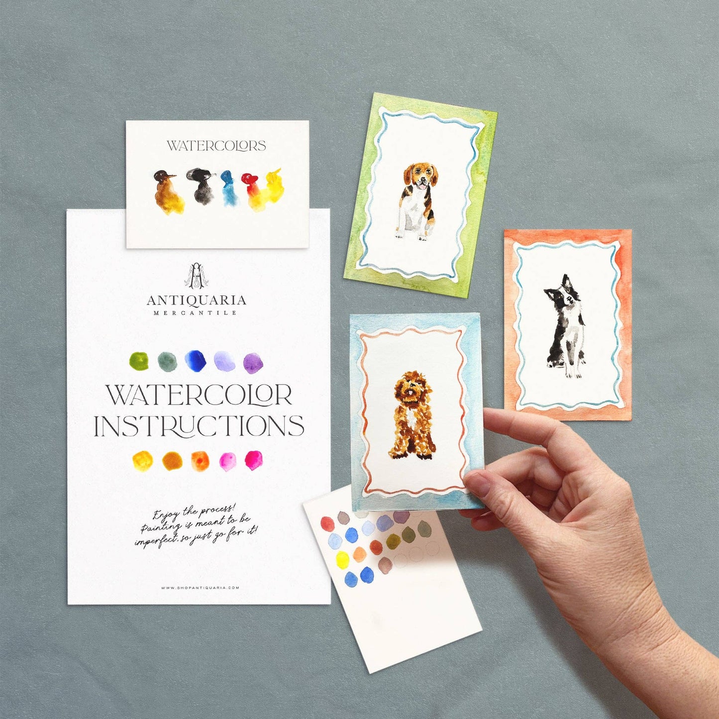 Antiquaria - Mini Watercolor Painting Kit: Dogs