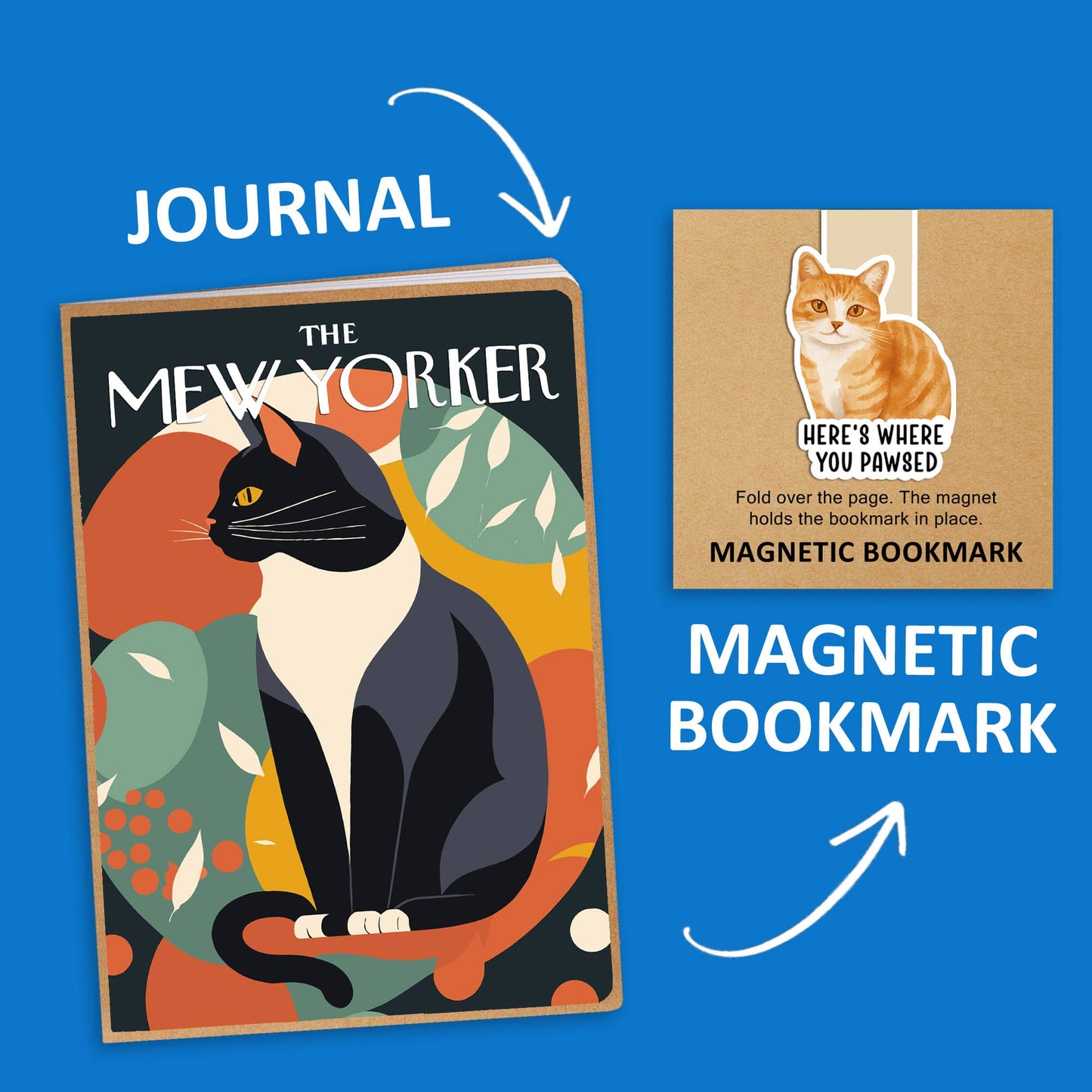 Coastal Creators of Connecticut - The Mew Yorker Cat Journal w/ Magnetic Bookmark