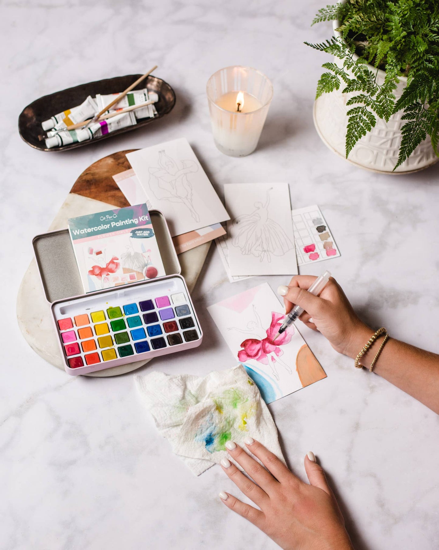 Cate Paper Co. - Zinnia Garden Watercolor Painting Kit