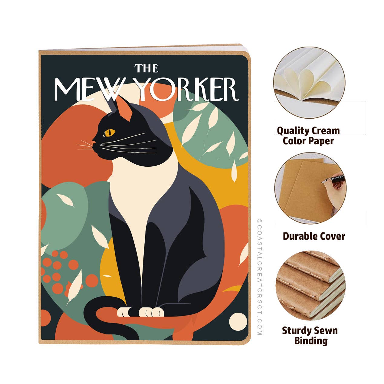 Coastal Creators of Connecticut - The Mew Yorker Cat Journal w/ Magnetic Bookmark
