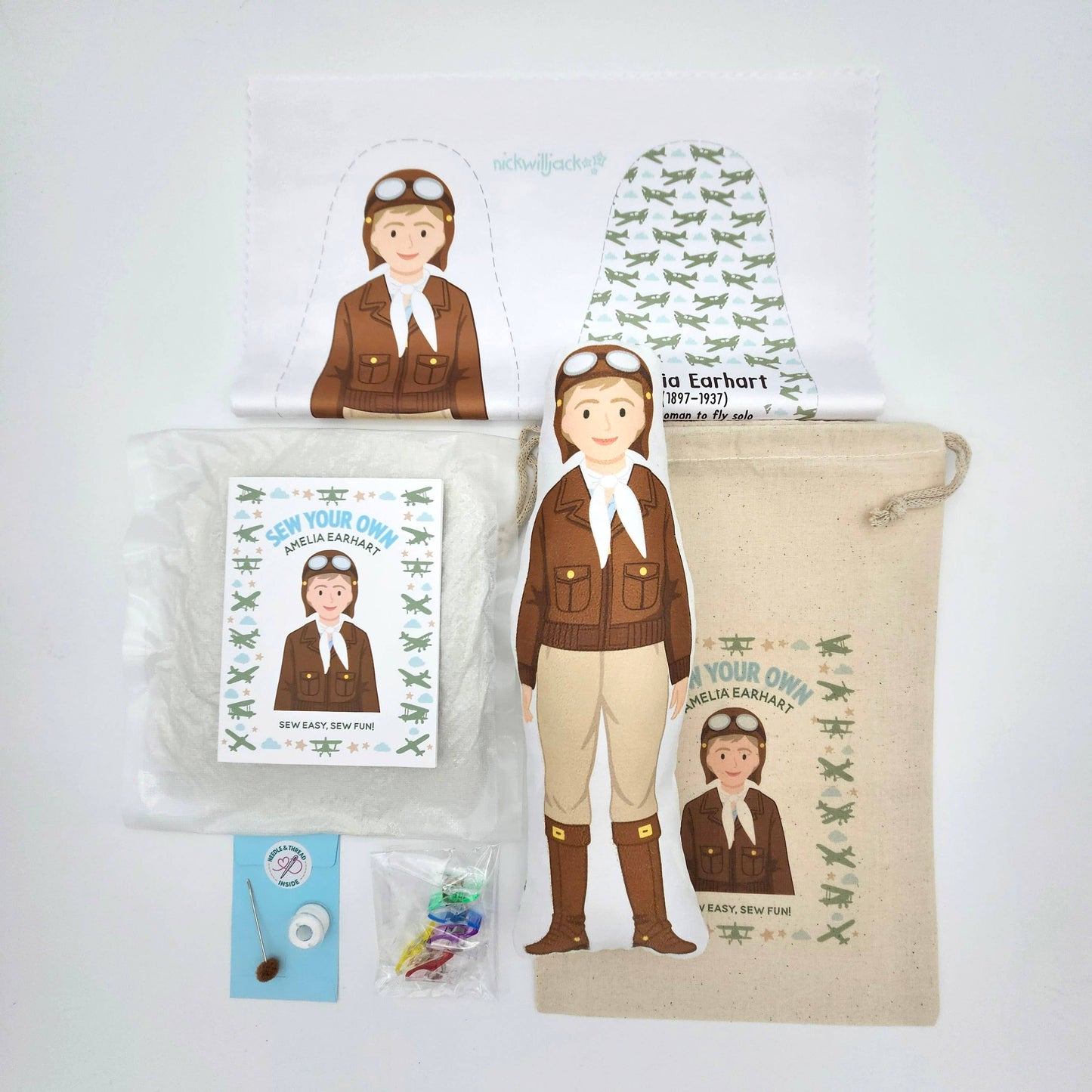 Nickwilljack - Sew Your Own Amelia Earhart Doll Kit