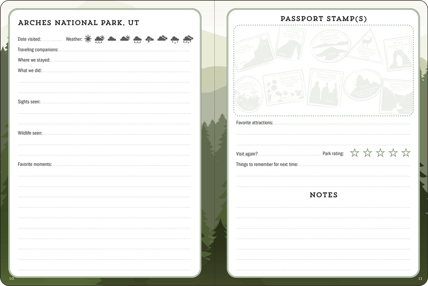 Peter Pauper Press - USA National Parks Journal & Passport Stamp Book