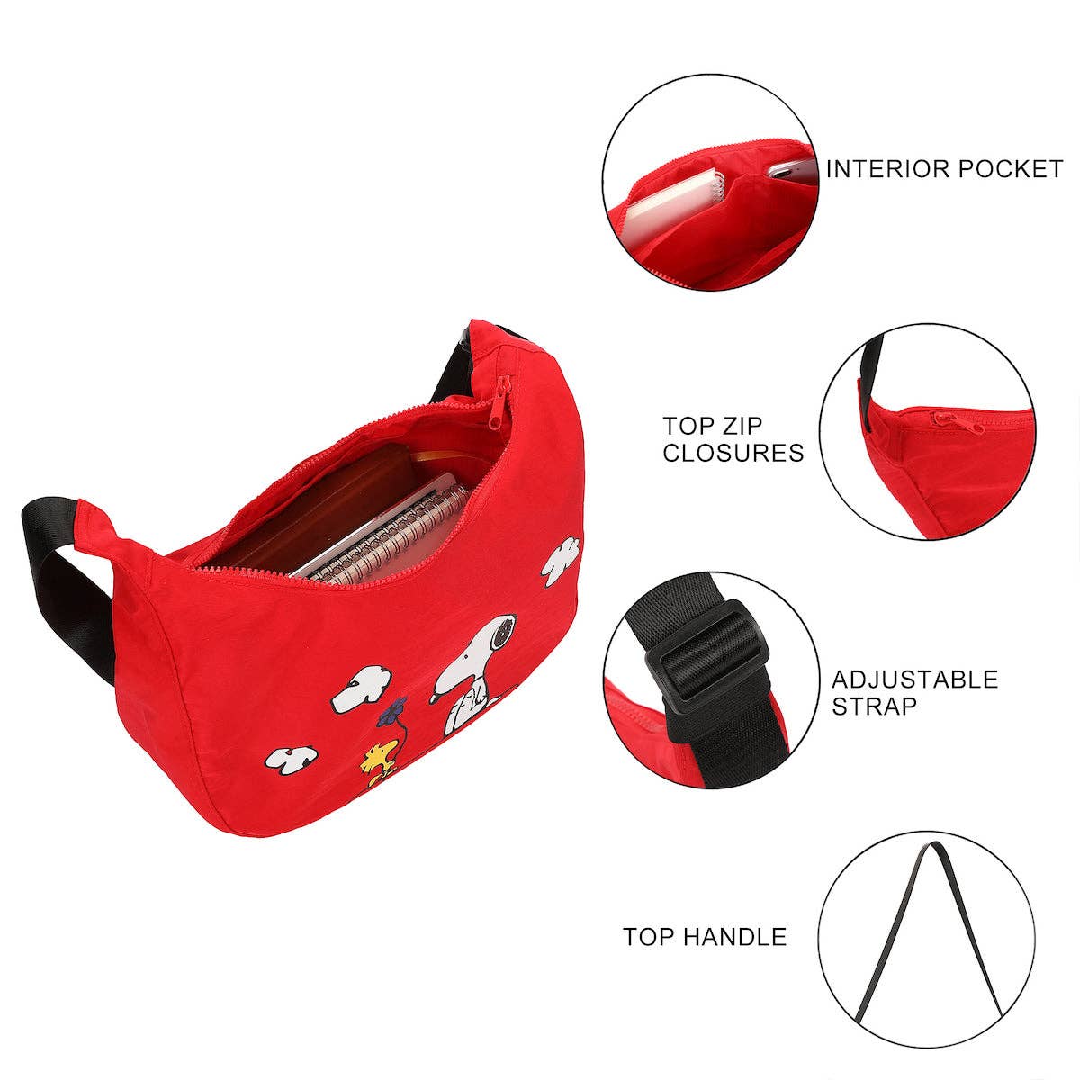 Bioworld Merchandising - Peanuts Snoopy and Woodstock Women's Red Handbag