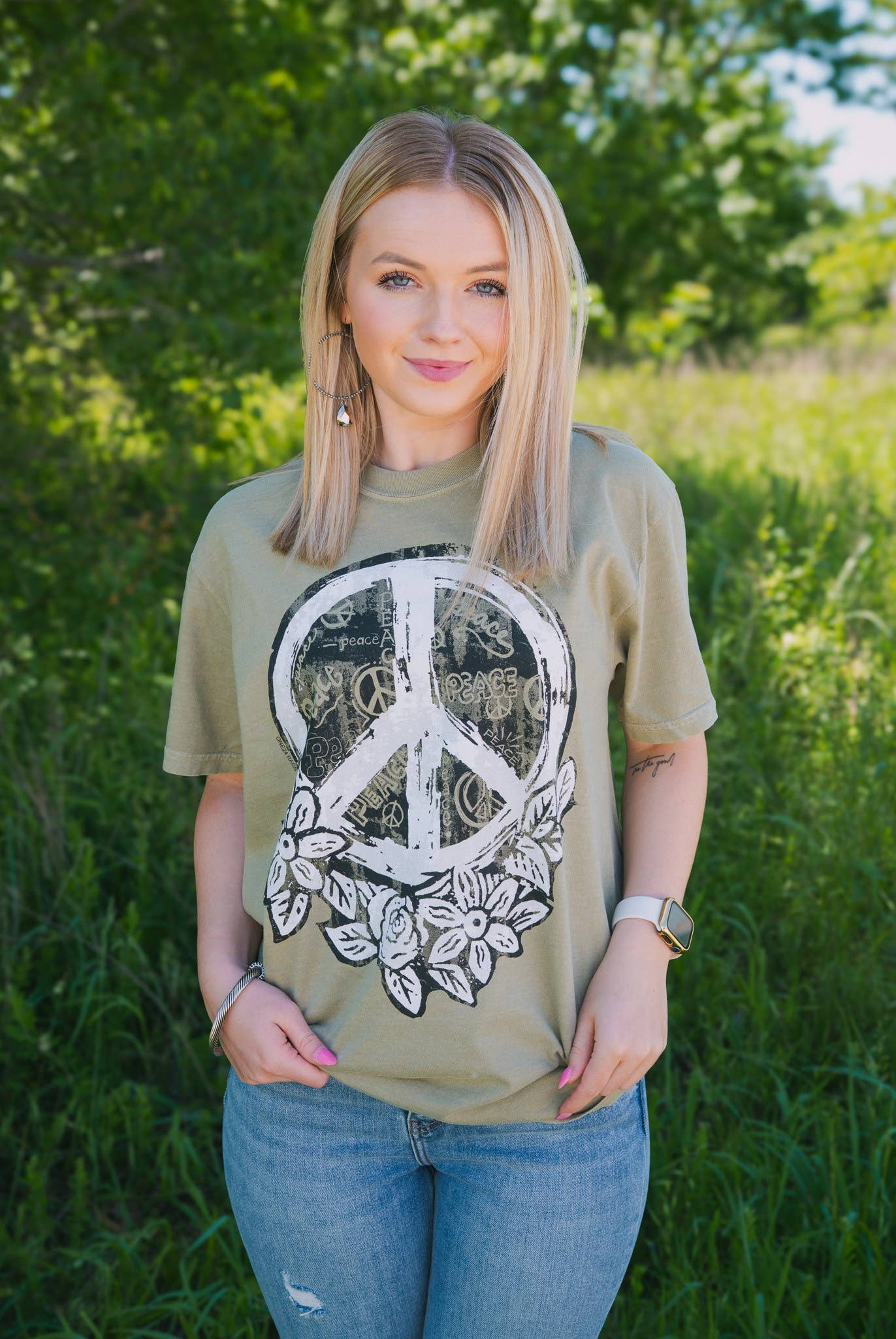 One24 Rags - Where Peace Grows-Khaki Tee