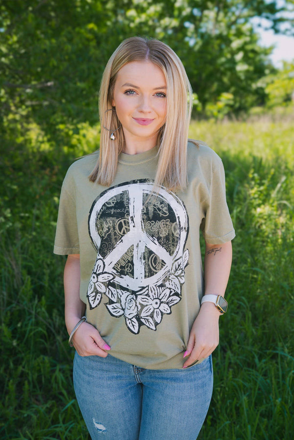 One24 Rags - Where Peace Grows-Khaki Tee