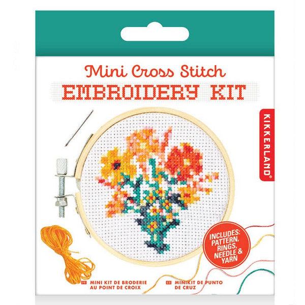 Kikkerland Design Inc  Mini Cross Stitch Embroidery Flowers