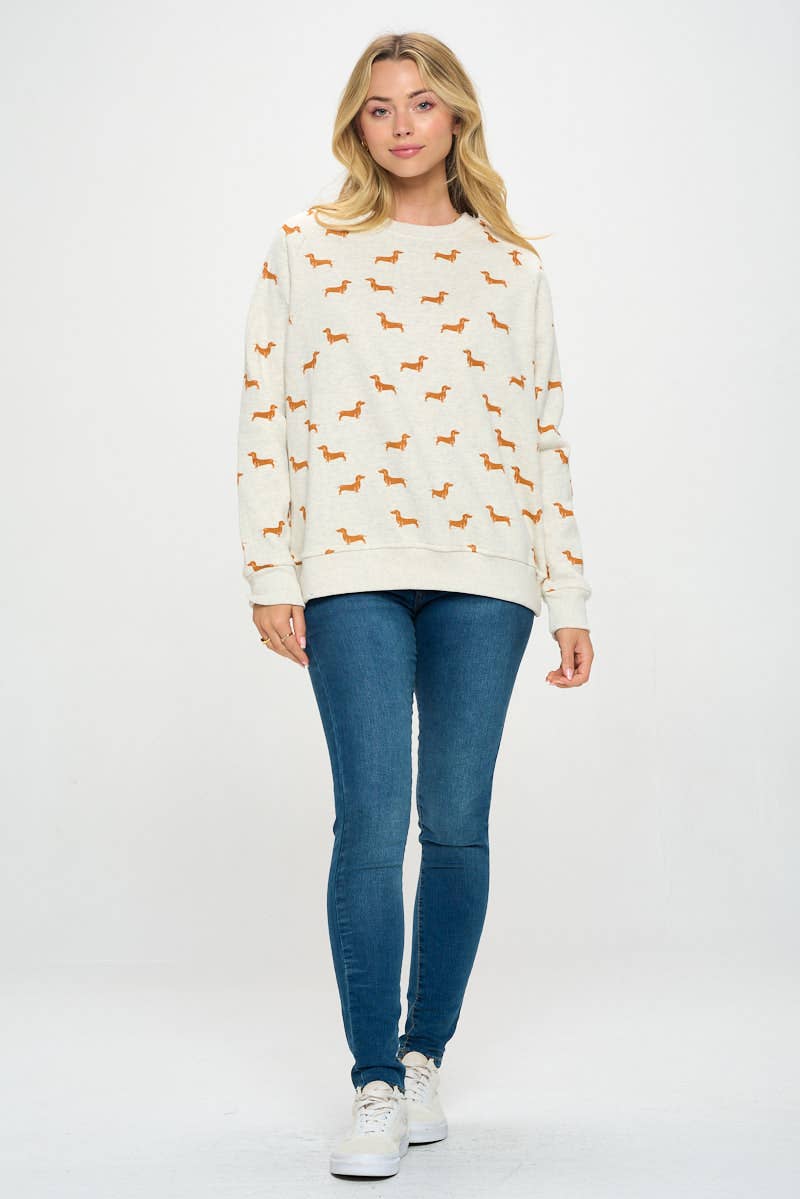 SM WARDROBE - MUSTARD WIENER DOG PRINT SWEATSHIRT