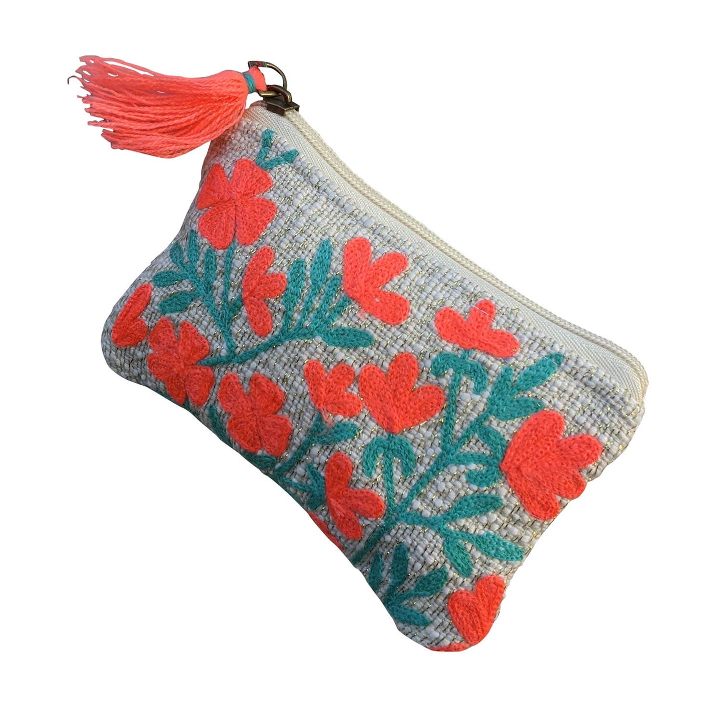 Chloe & Lex - Red Embroidered Floral Coin Purse