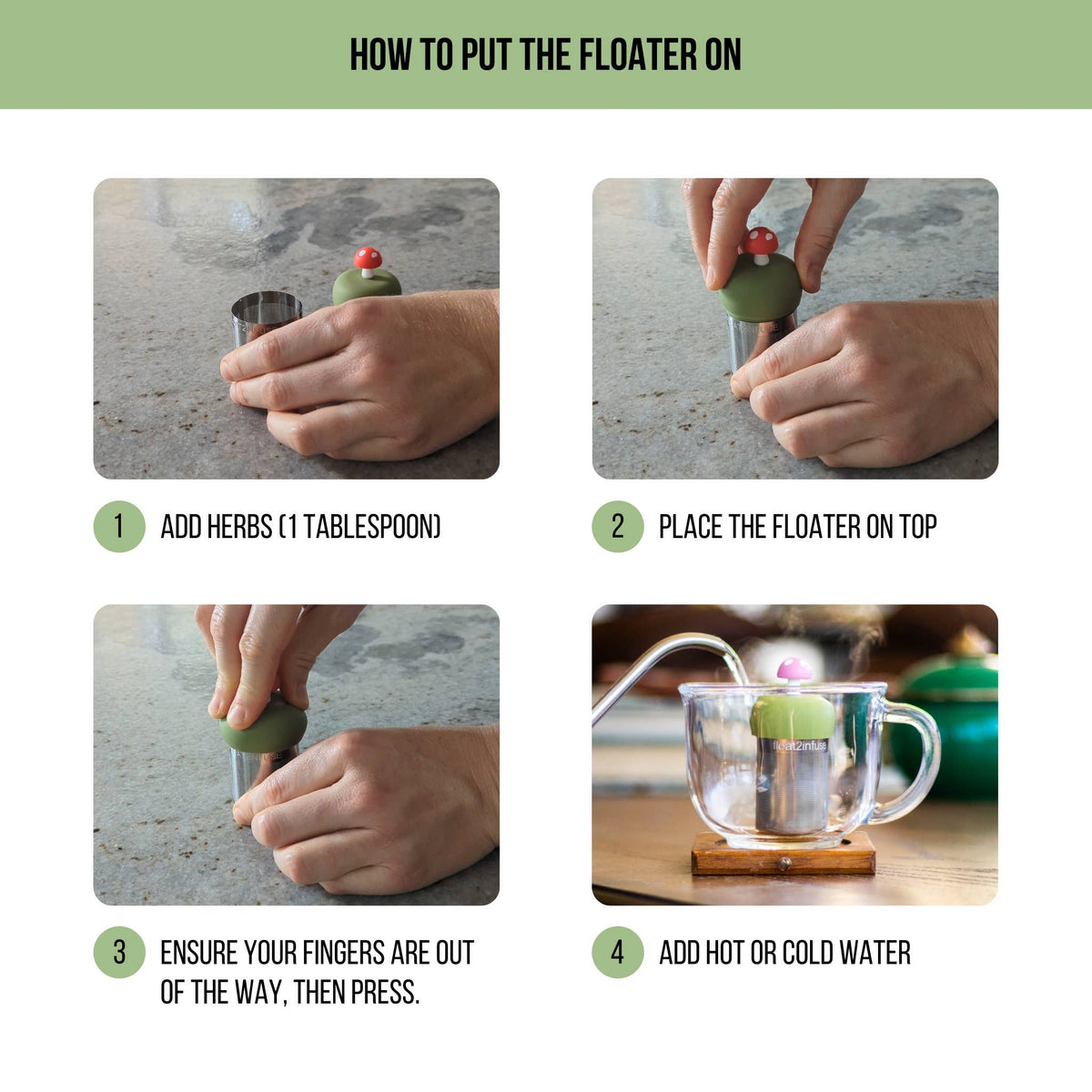Float2infuse Tea Infuser - Mom & Baby Otter | Floating Tea Infuser | Green Base | Brown