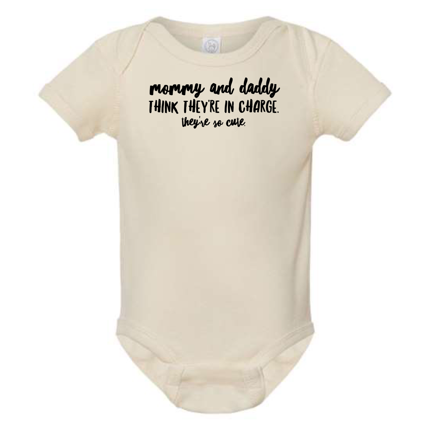 dkhandmade -Mommy and Daddy Think They're In Charge Baby Onesie