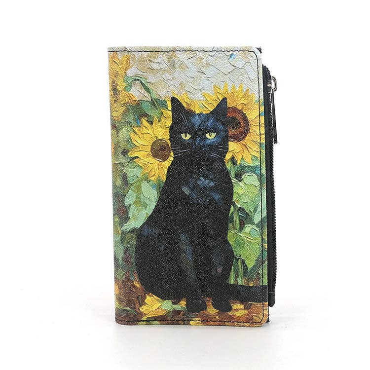 COMECO INC - Black cat sunflower wallet in vinyl