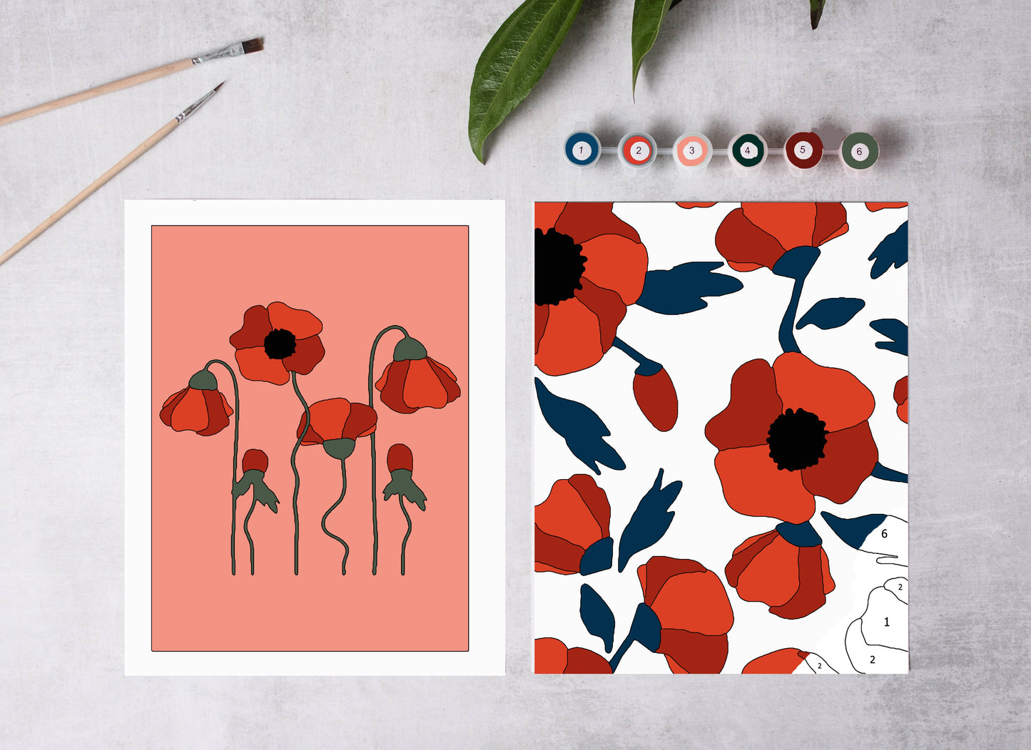 Cate Paper Co. - Red Poppies Paint-By-Numbers kit