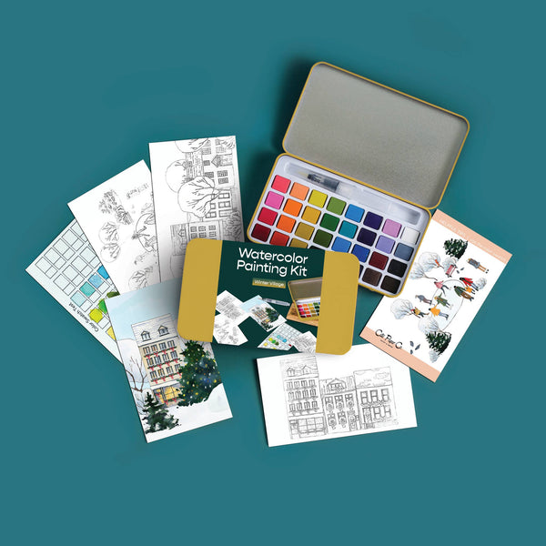 Cate Paper Co. - Winter Village Watercolor Painting Kit