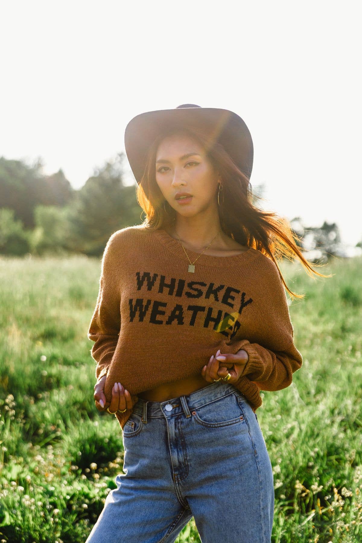 Panache Apparel Co. - Brown Whiskey Weather Lightweight Sweater