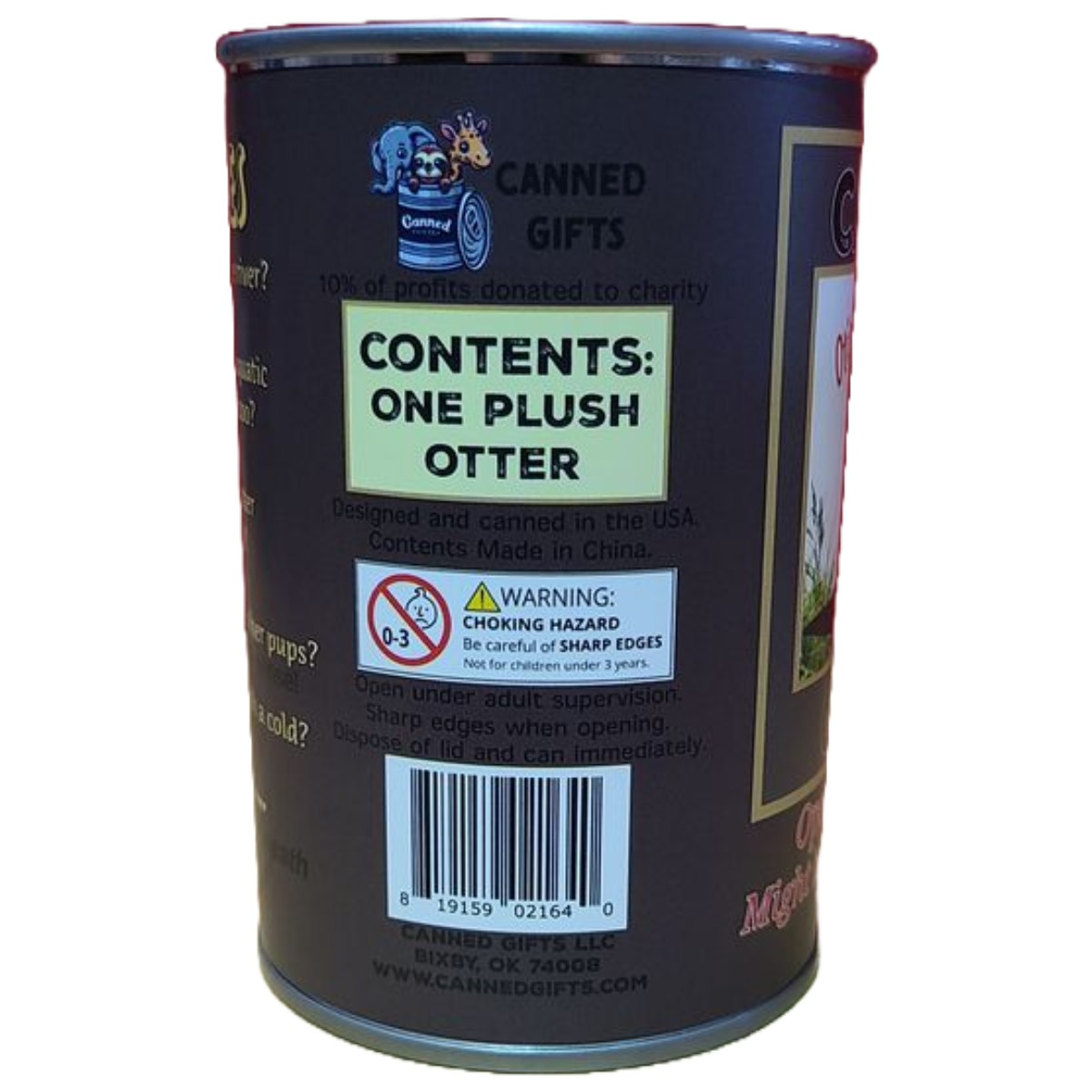 Canned Gifts - Otis the Canned Otter Stuffed Animal Plush w/Funny Jokes