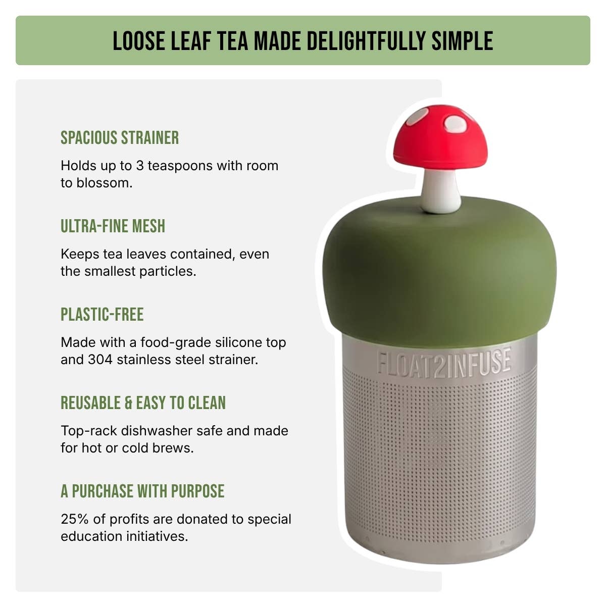 Float2infuse Tea Infuser - Mom & Baby Otter | Floating Tea Infuser | Green Base | Brown