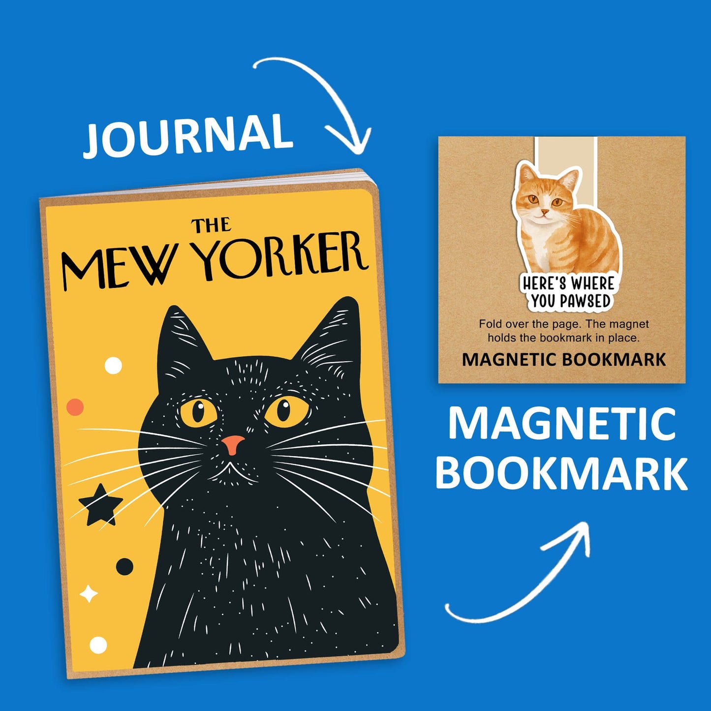 Coastal Creators of Connecticut - The Mew Yorker Cat Journal w/ Magnetic Bookmark (Packaged)