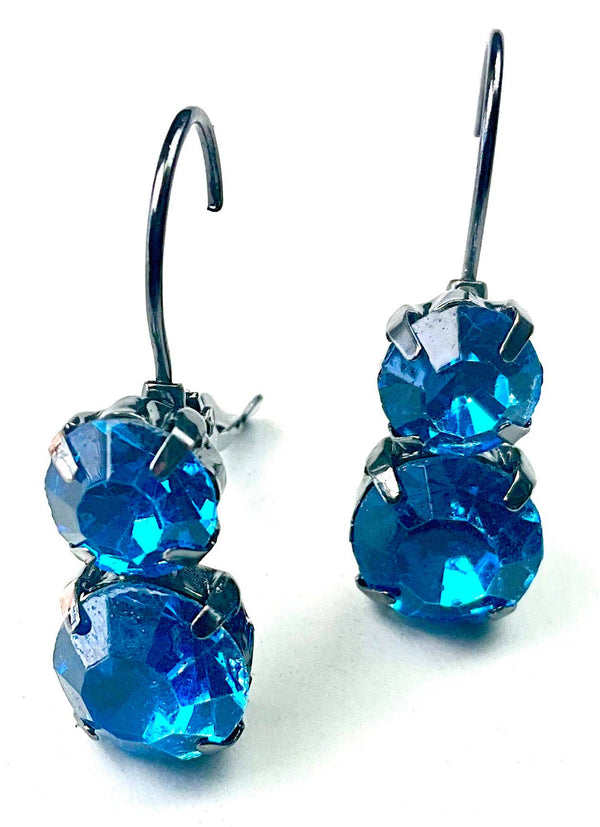 Lost & Found Trading Capri Blue Rhinestone Earrings