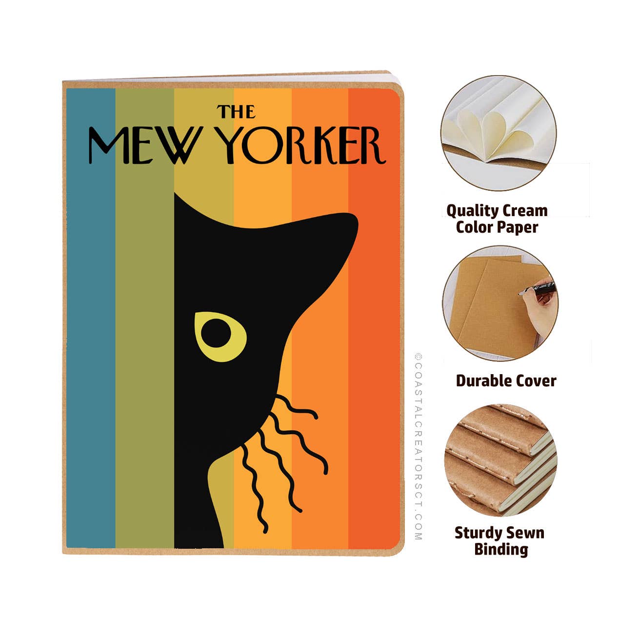 Coastal Creators of Connecticut - The Mew Yorker Cat Journal w/ Magnetic Bookmark