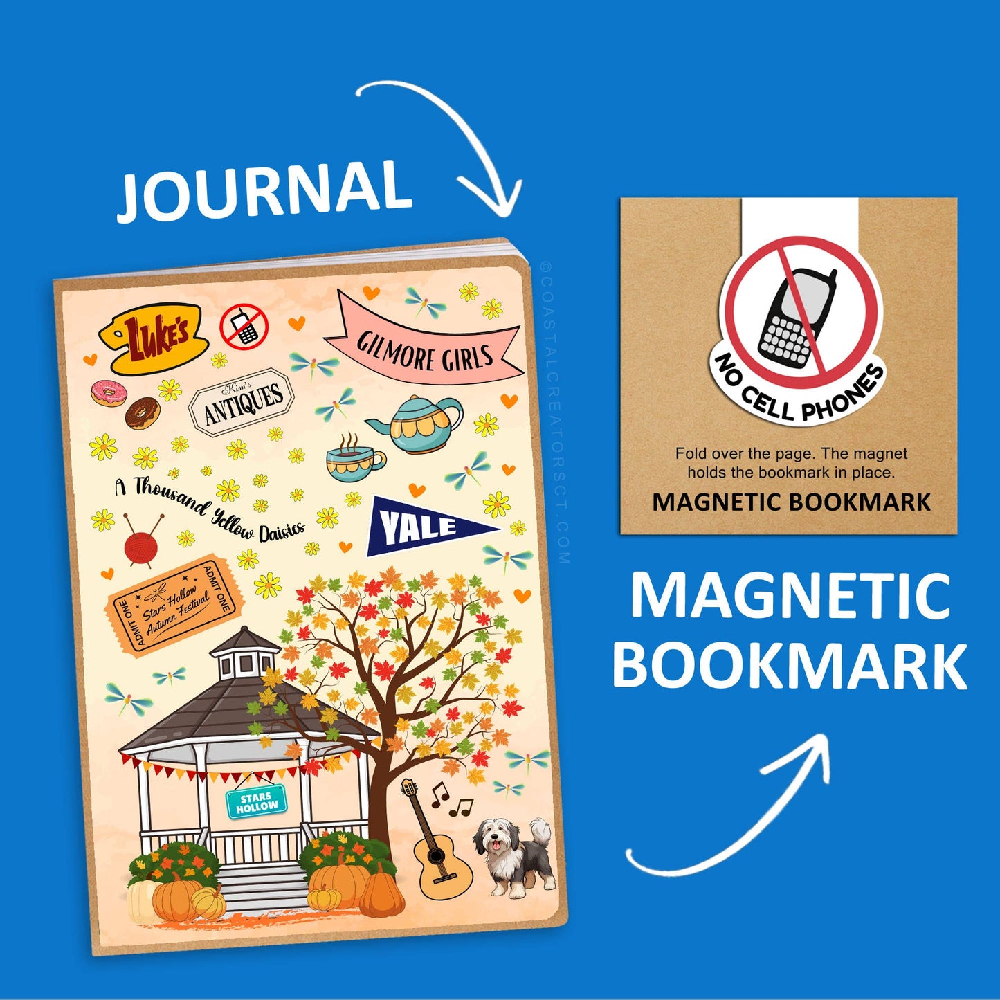 Coastal Creators of Connecticut - Gilmore Girls Fall Festival Journal Magnetic Bookmark Set