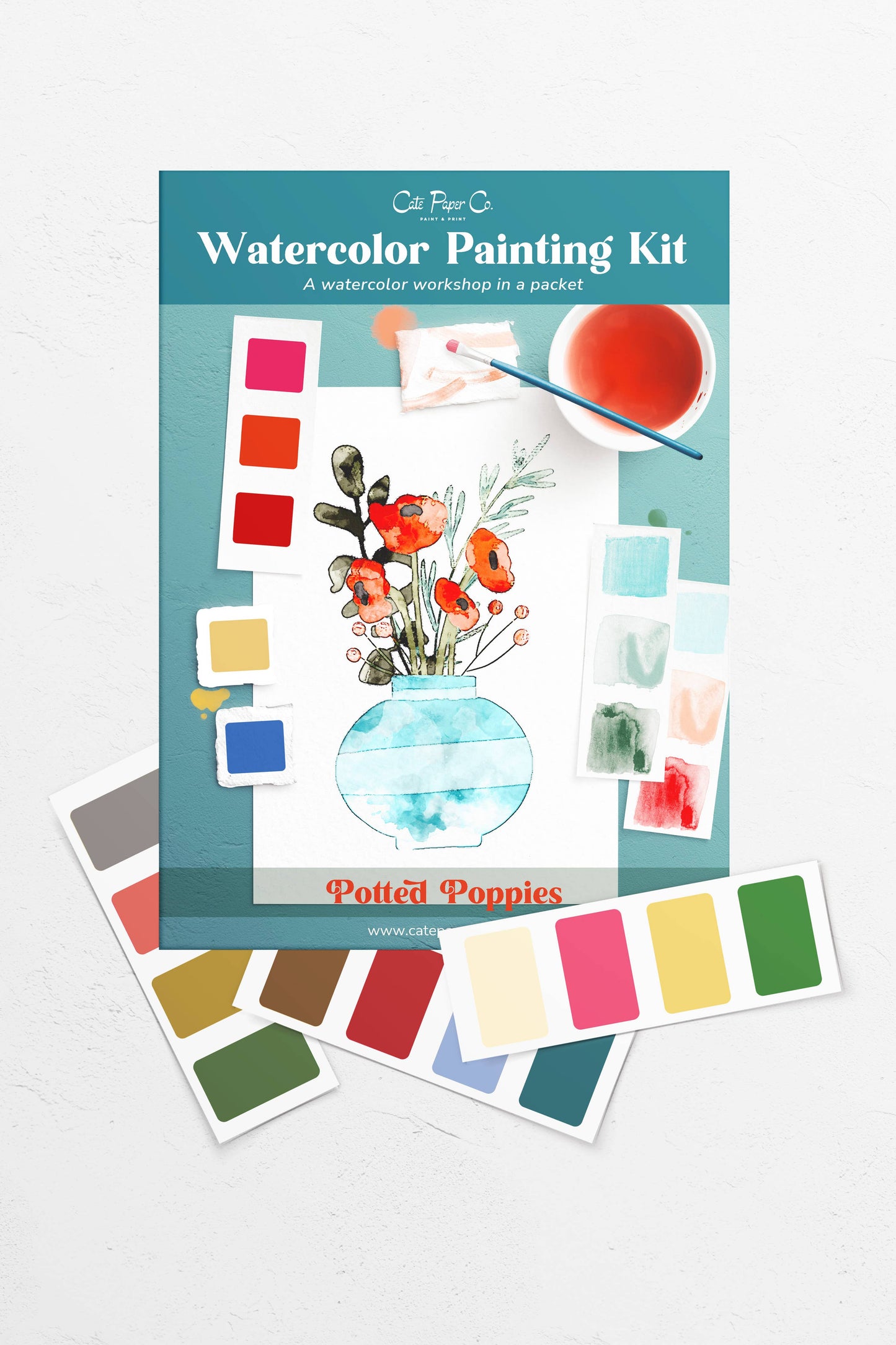Cate Paper Co. - Potted Poppies Watercolor Painting Kit