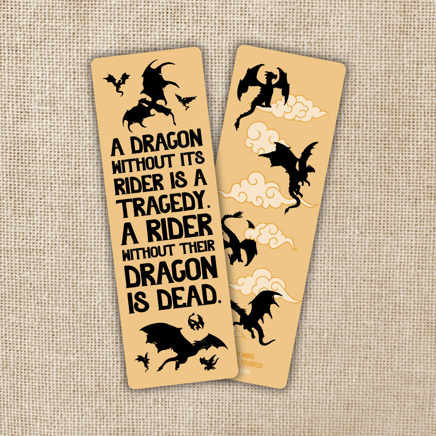 Kingdom of Threads - Dragon Without Their Rider Quote Bookmark | Fourth Wing